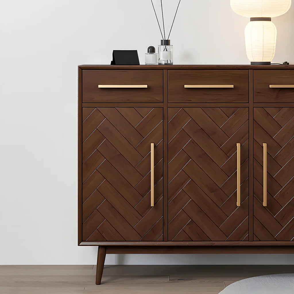 Buffet moderne en bois massif marron avec tiroirs