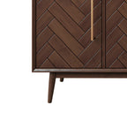 Buffet moderne en bois massif marron avec tiroirs