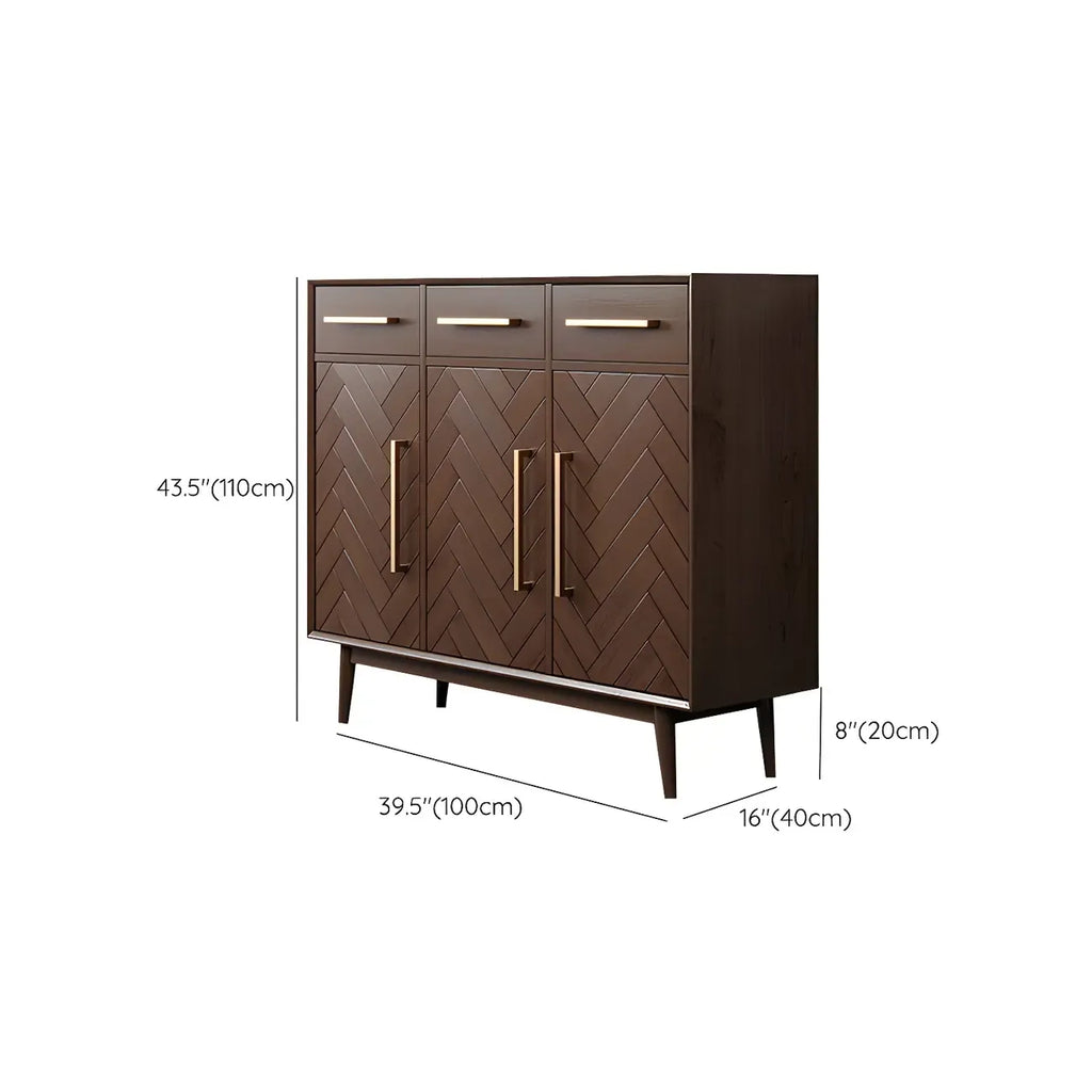 Buffet moderne en bois massif marron avec tiroirs