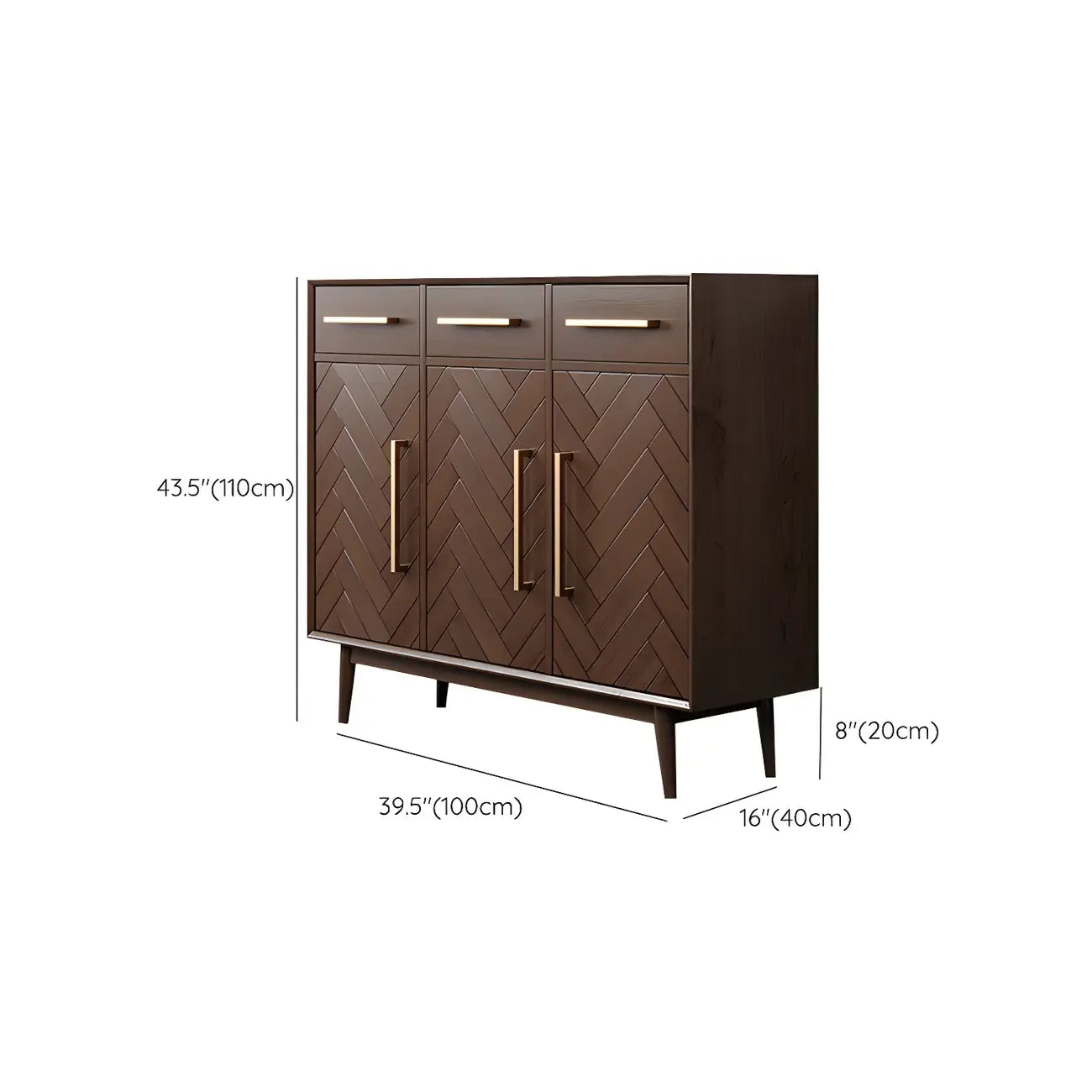 Buffet moderne en bois massif marron avec tiroirs