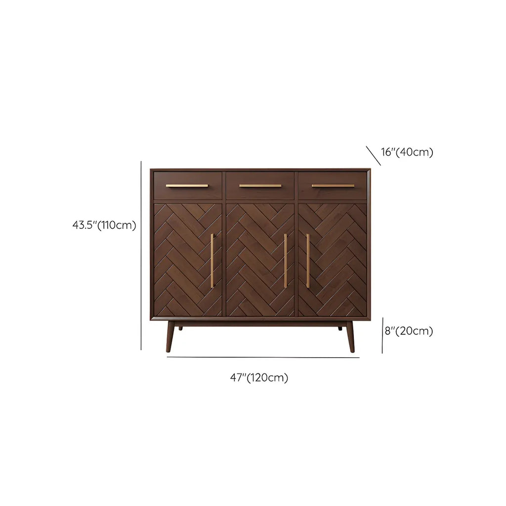 Buffet moderne en bois massif marron avec tiroirs