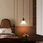 Lampe de chevet suspendue moderne en verre blanc avec LED en forme de fleur