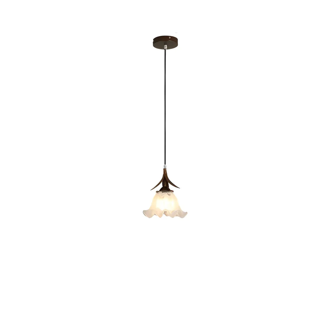 Lampe de chevet suspendue moderne en verre blanc avec LED en forme de fleur