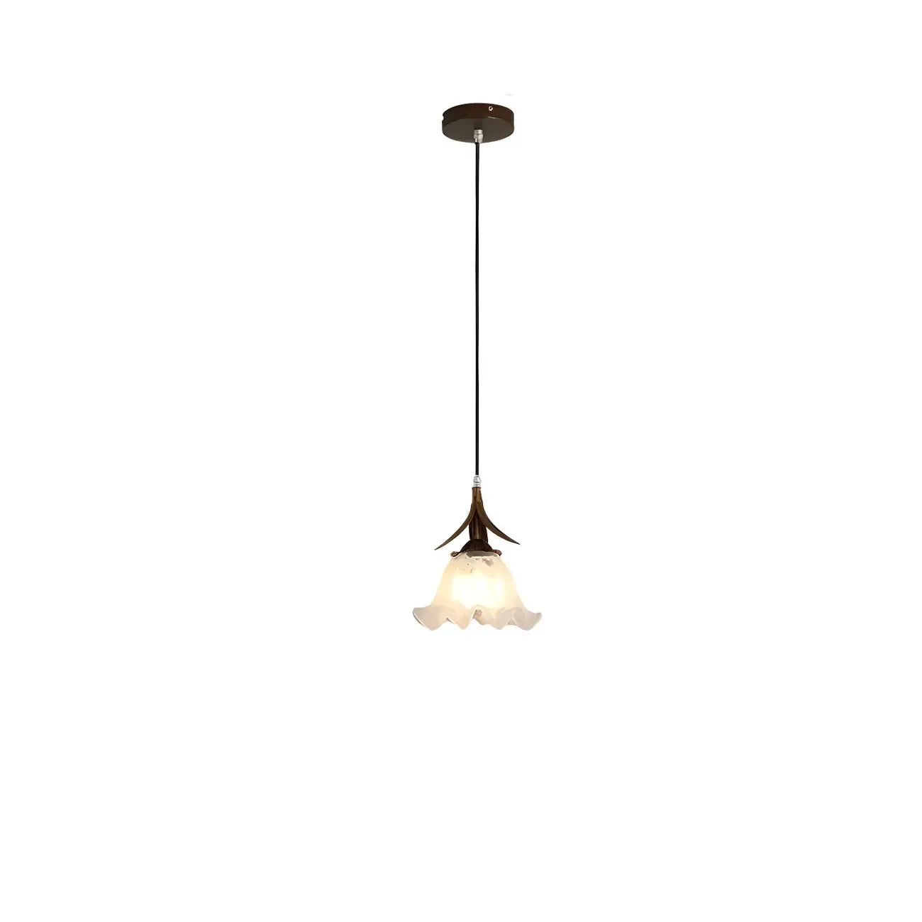 Lampe de chevet suspendue moderne en verre blanc avec LED en forme de fleur