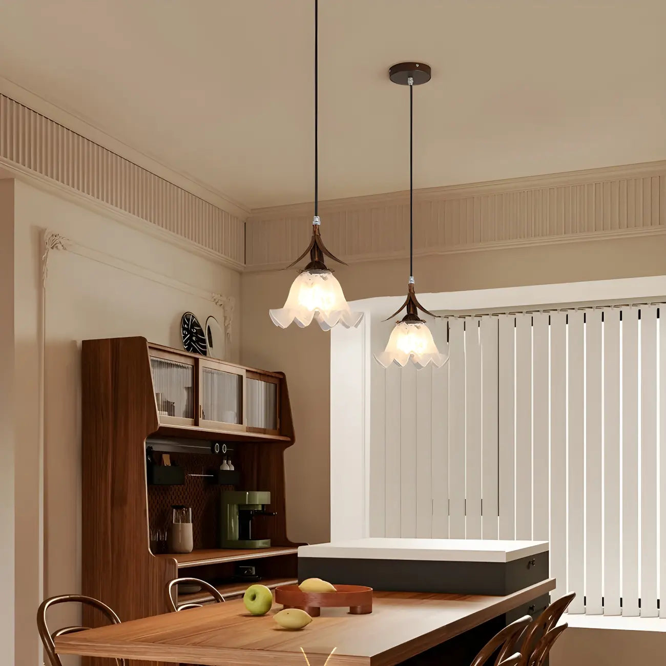 Lampe de chevet suspendue moderne en verre blanc avec LED en forme de fleur