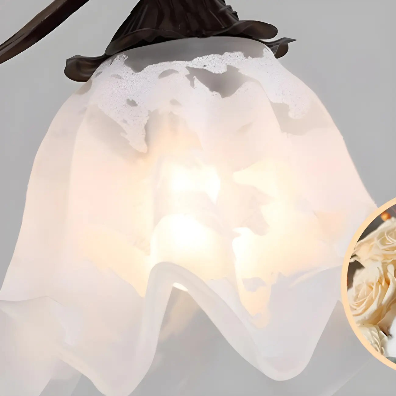 Lampe de chevet suspendue moderne en verre blanc avec LED en forme de fleur