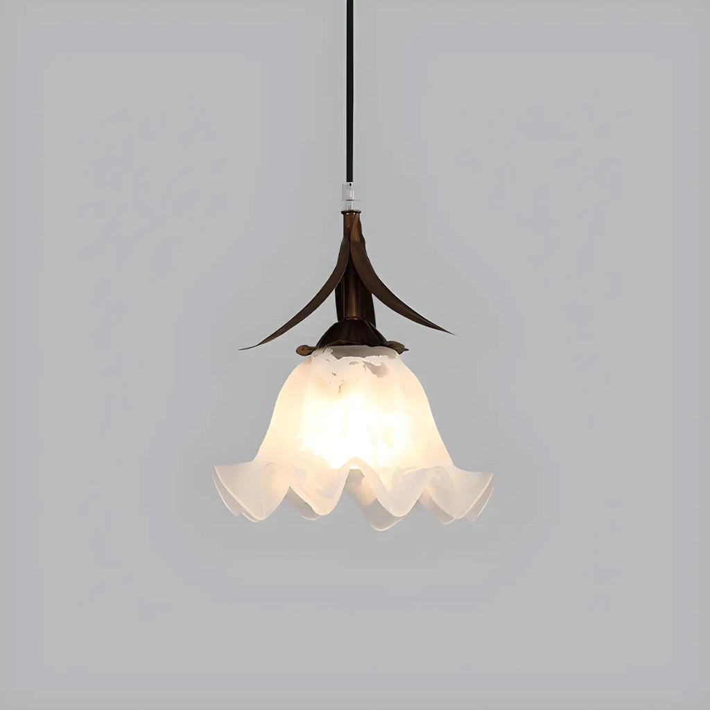 Lampe de chevet suspendue moderne en verre blanc avec LED en forme de fleur