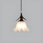 Lampe de chevet suspendue moderne en verre blanc avec LED en forme de fleur