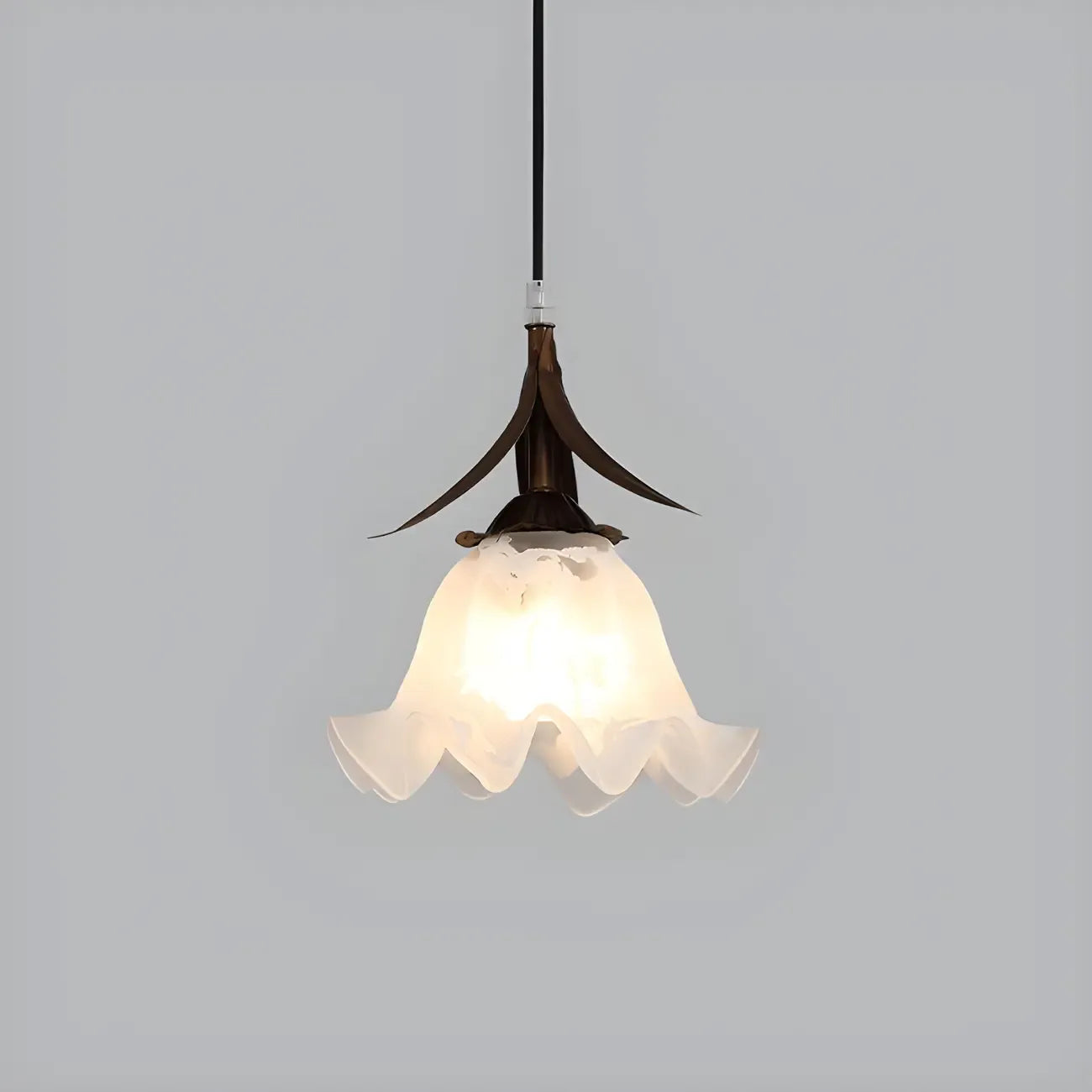 Lampe de chevet suspendue moderne en verre blanc avec LED en forme de fleur