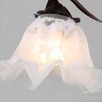 Lampe de chevet suspendue moderne en verre blanc avec LED en forme de fleur