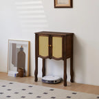 Console traditionnelle en bois brun avec tiroirs