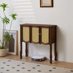 Console traditionnelle en bois brun avec tiroirs