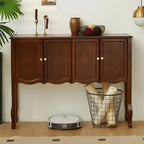 Console traditionnelle en bois brun avec tiroirs