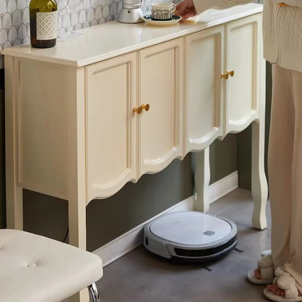 Console traditionnelle en bois brun avec tiroirs