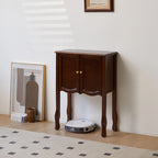Console traditionnelle en bois brun avec tiroirs