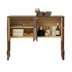 Console traditionnelle en bois brun avec tiroirs