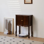 Console traditionnelle en bois brun avec tiroirs