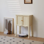 Console traditionnelle en bois brun avec tiroirs