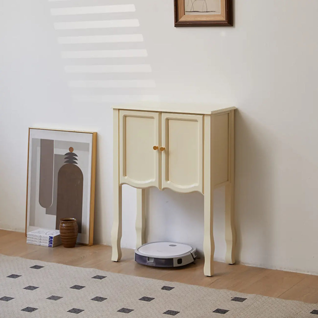 Console traditionnelle en bois brun avec tiroirs