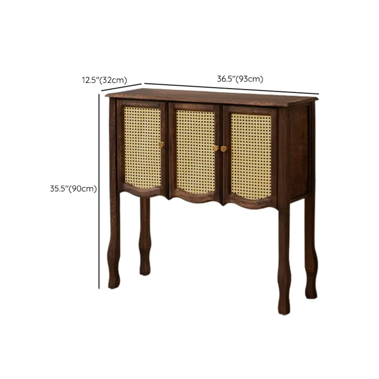 Console traditionnelle en bois brun avec tiroirs