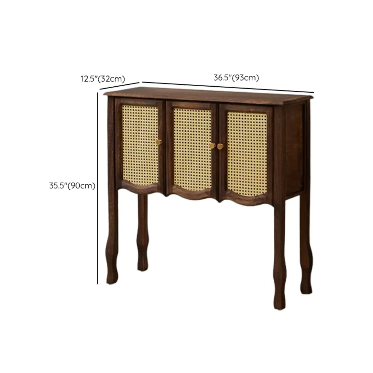 Console traditionnelle en bois brun avec tiroirs
