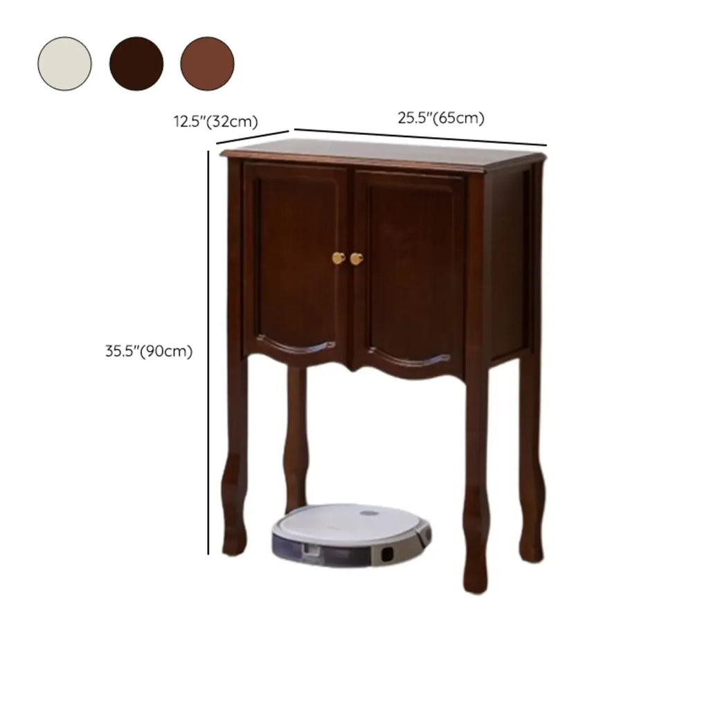 Console traditionnelle en bois brun avec tiroirs