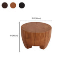 Table basse ronde rustique en bois massif avec finition naturelle