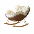 Fauteuil à bascule rembourré couleur crème avec repose-pieds pour salon