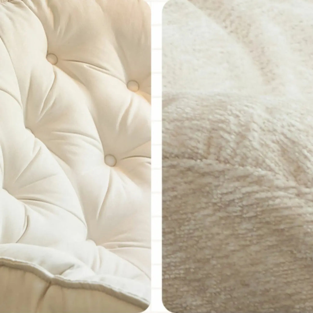 Fauteuil à bascule rembourré couleur crème avec repose-pieds pour salon