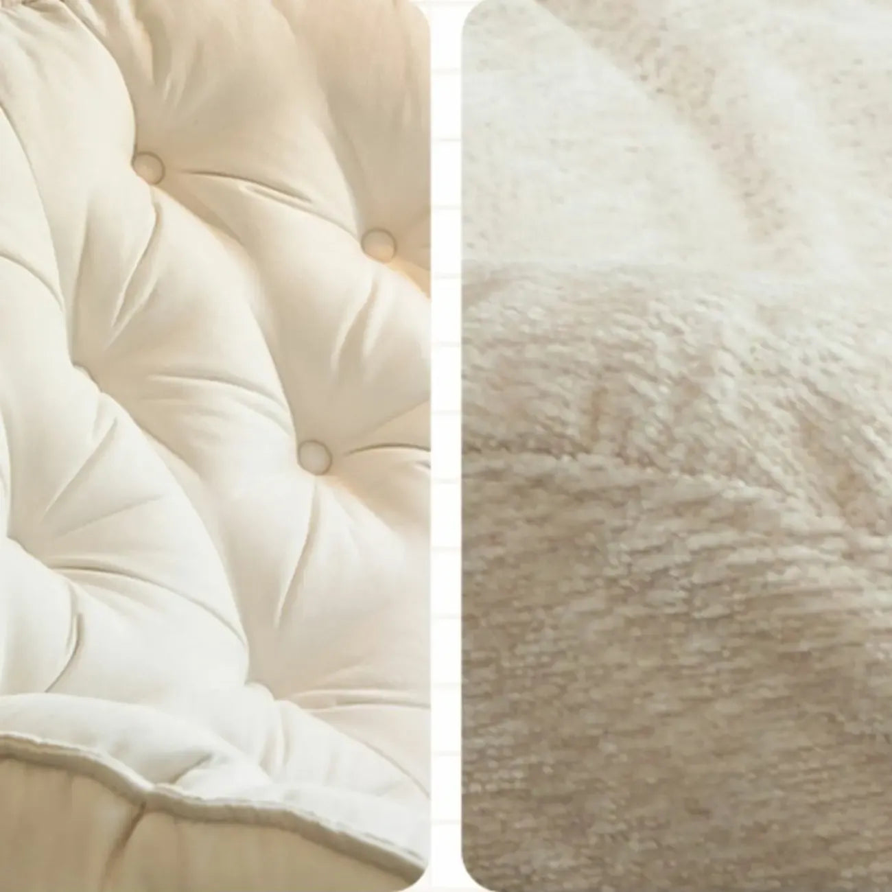 Fauteuil à bascule rembourré couleur crème avec repose-pieds pour salon