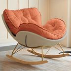 Fauteuil à bascule rembourré couleur crème avec repose-pieds pour salon