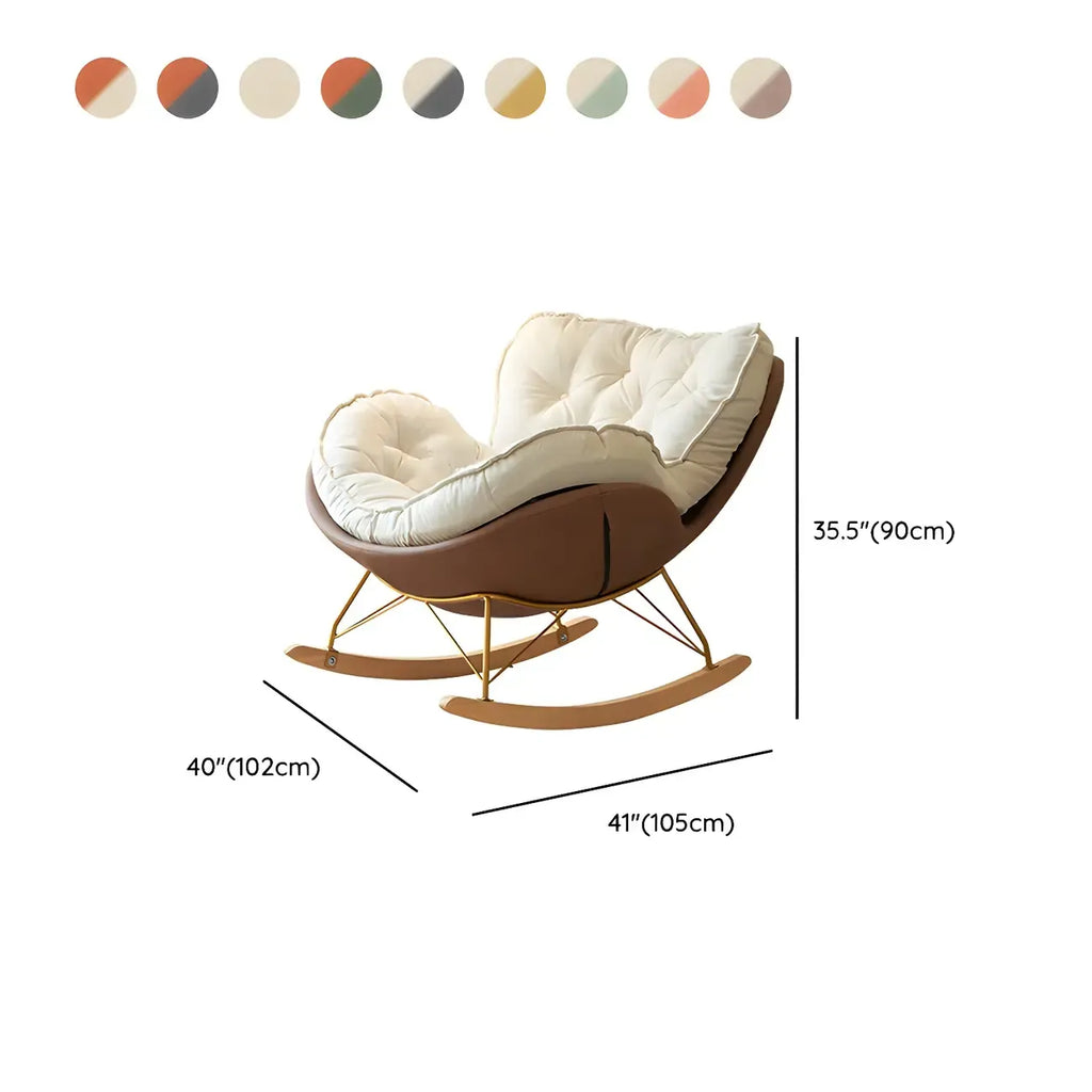 Fauteuil à bascule rembourré couleur crème avec repose-pieds pour salon
