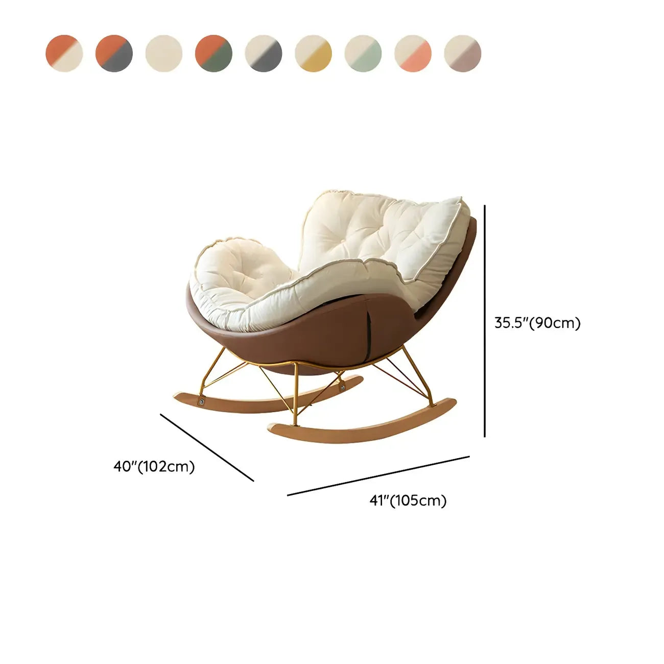 Fauteuil à bascule rembourré couleur crème avec repose-pieds pour salon