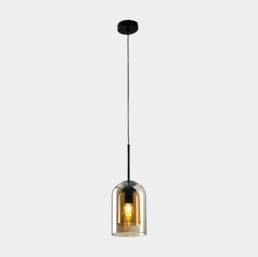 Suspension moderne en verre double en forme de cloche pour salon