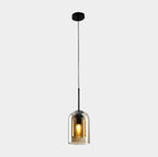 Suspension moderne en verre double en forme de cloche pour salon