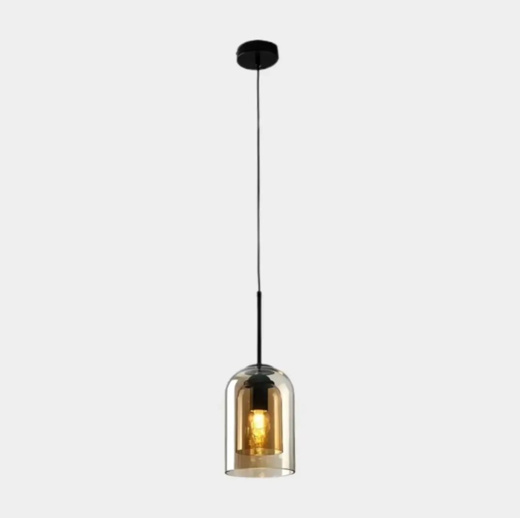 Suspension moderne en verre double en forme de cloche pour salon