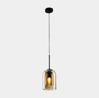 Suspension moderne en verre double en forme de cloche pour salon