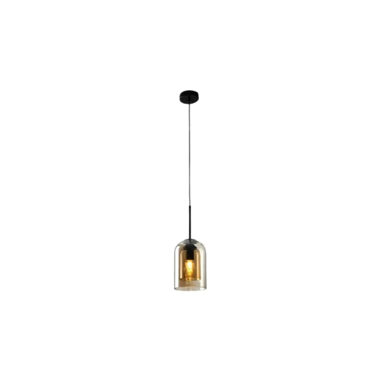 Suspension moderne en verre double en forme de cloche pour salon
