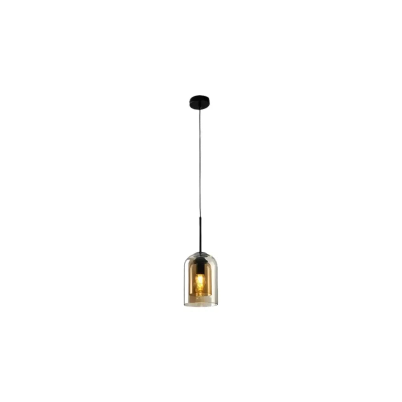 Suspension moderne en verre double en forme de cloche pour salon