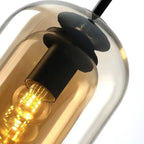Suspension moderne en verre double en forme de cloche pour salon