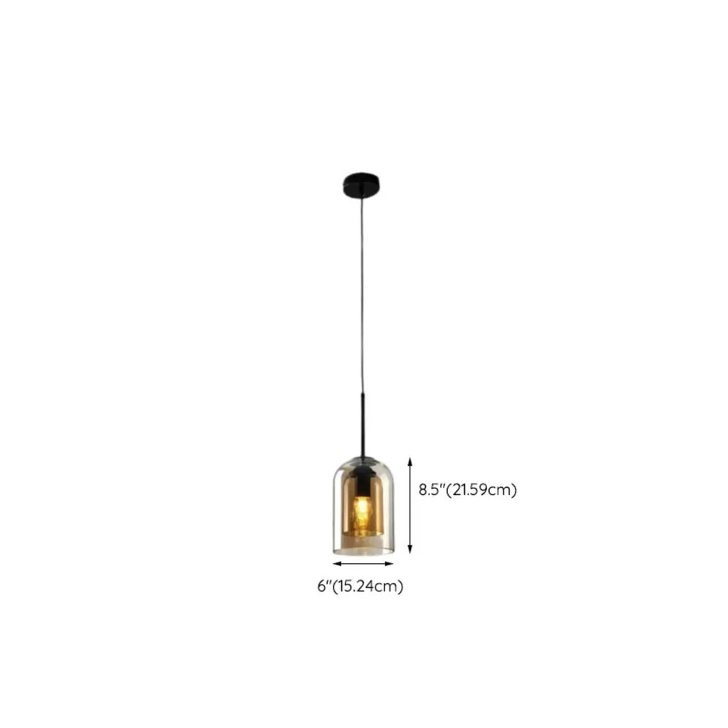 Suspension moderne en verre double en forme de cloche pour salon