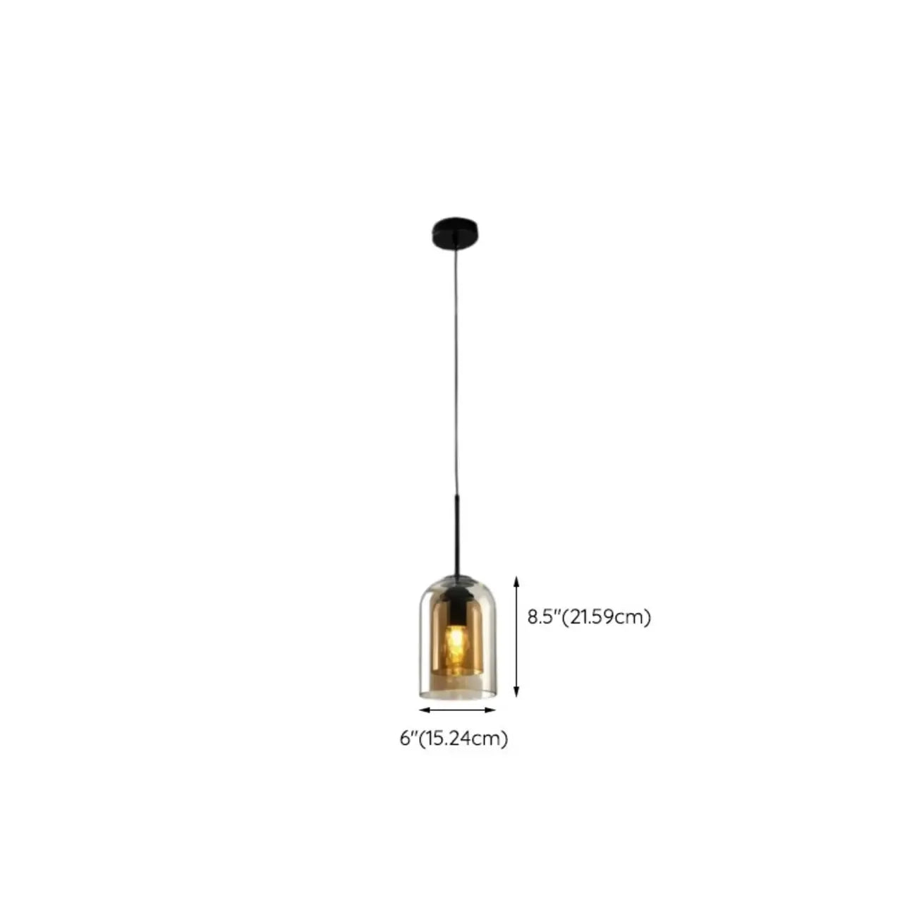 Suspension moderne en verre double en forme de cloche pour salon