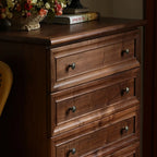 Commode contemporaine en bois brun à 5 tiroirs pour chambre à coucher