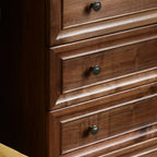 Commode contemporaine en bois brun à 5 tiroirs pour chambre à coucher