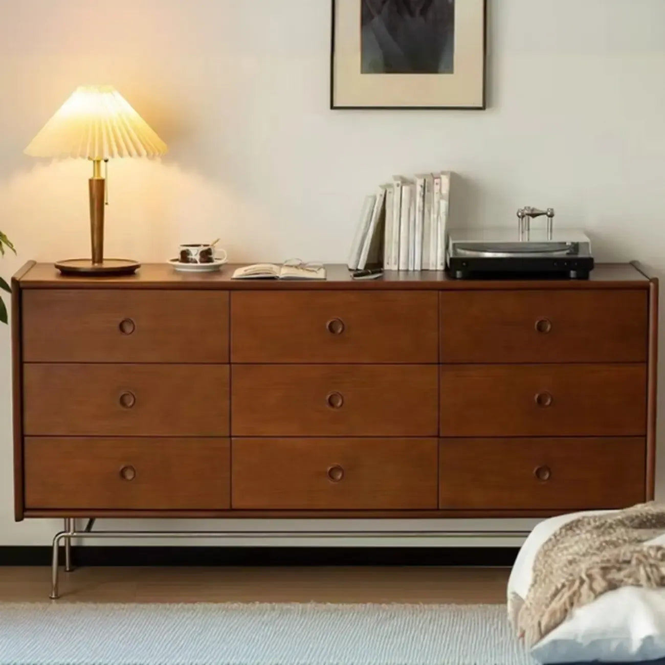 Commode en bois robuste, à orientation horizontale, avec 9 tiroirs