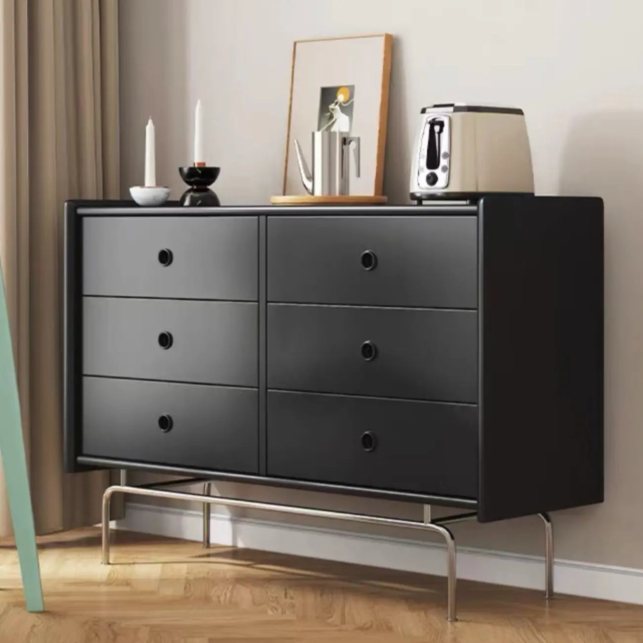 Commode en bois robuste, à orientation horizontale, avec 9 tiroirs