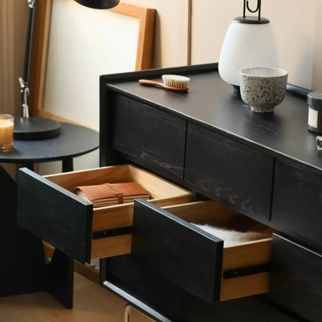Commode en bois robuste, à orientation horizontale, avec 9 tiroirs
