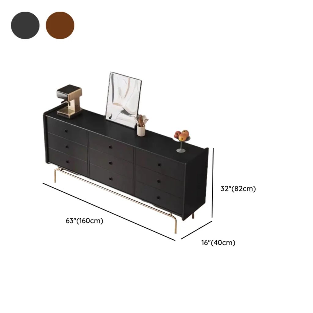 Commode en bois robuste, à orientation horizontale, avec 9 tiroirs
