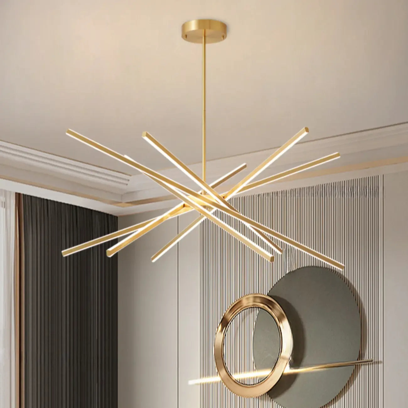 Lustre linéaire LED moderne de style Sputnik pour salon