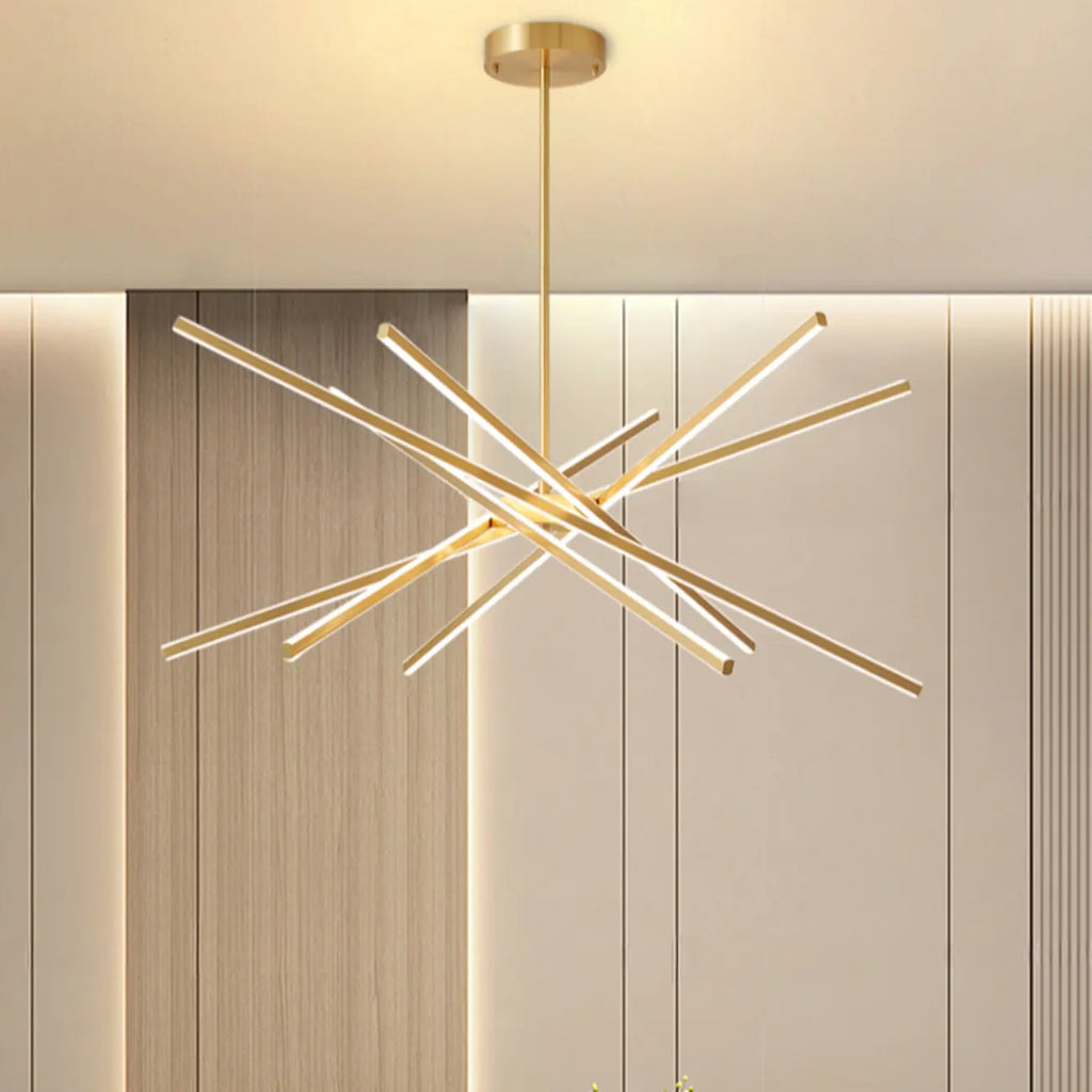 Lustre linéaire LED moderne de style Sputnik pour salon